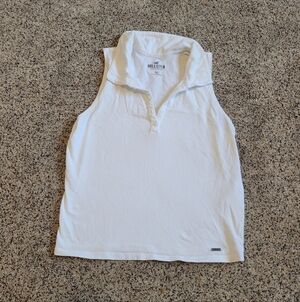 Hollister Womens White Collar Crop Top Size Medium